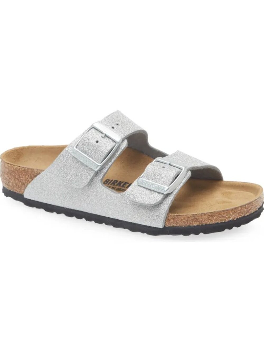 NEW Birkenstock Arizona Shiny Glitter Silver Sandals Slides 34 Ladies Youth 3